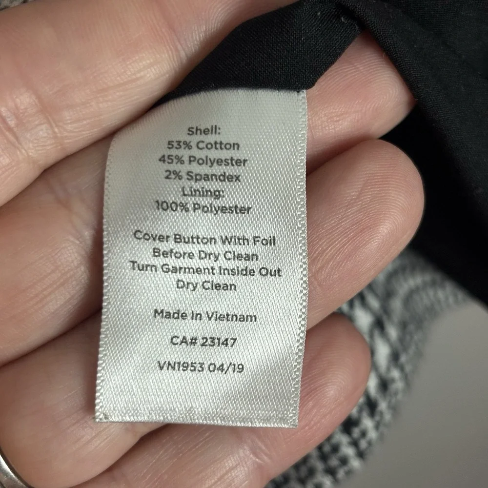 Talbots Aberdeen Houndstooth Blazer Black white Womens sz 6 business‎ casual